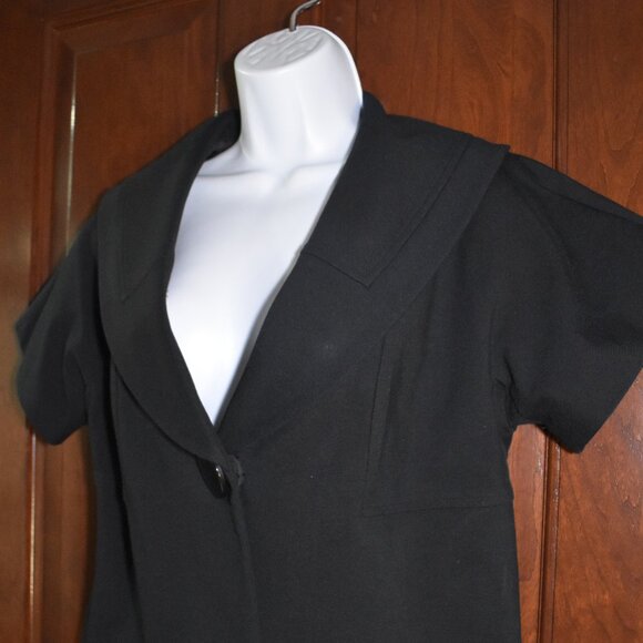 INC Black Cape Swing Jacket Size M Short Sleeve Blazer Chic Old Money Officewear - Picture 8 of 15